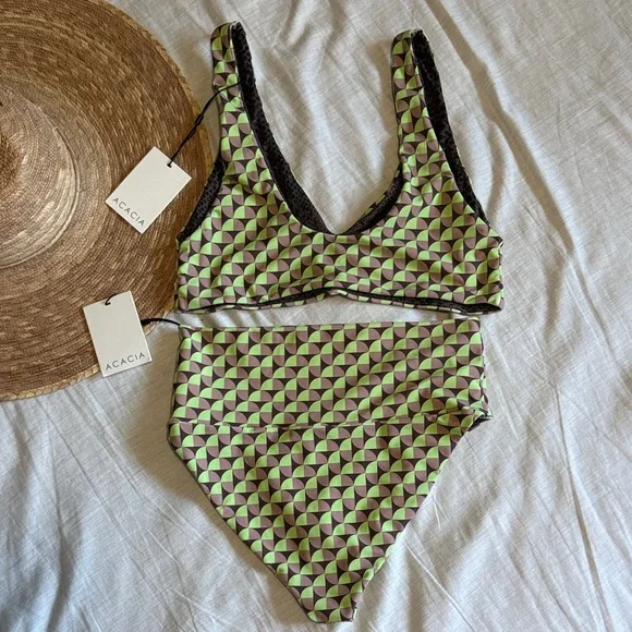 Acacia Swimwear Green and Black Patterned Bikini - Picture 4 of 5